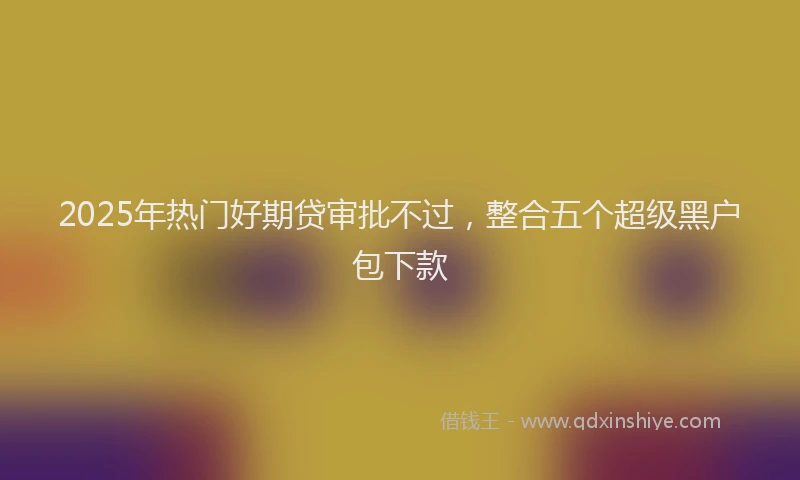 2025年热门好期贷审批不过，整合五个超级黑户包下款