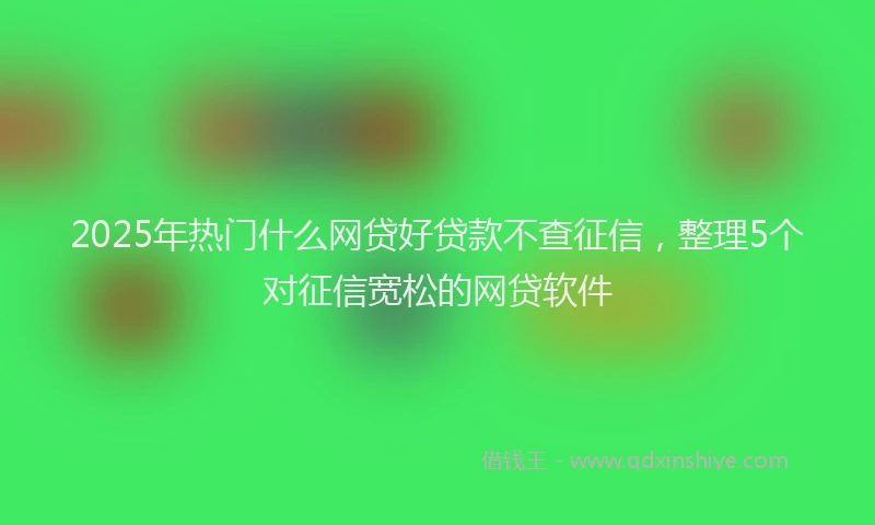 2025年热门什么网贷好贷款不查征信，整理5个对征信宽松的网贷软件