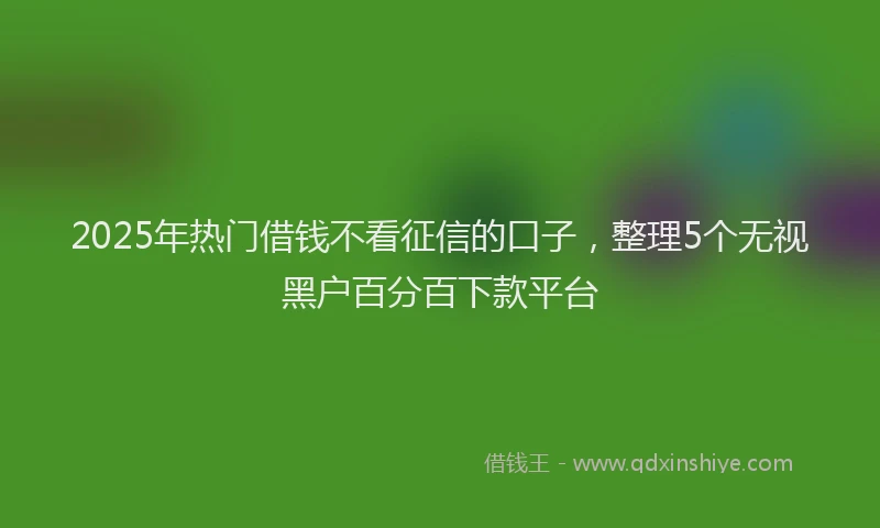 2025年热门借钱不看征信的口子，整理5个无视黑户百分百下款平台