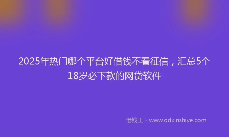 2025年热门哪个平台好借钱不看征信，汇总5个18岁必下款的网贷软件