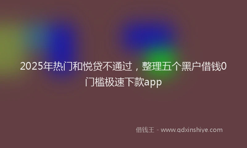 2025年热门和悦贷不通过，整理五个黑户借钱0门槛极速下款app