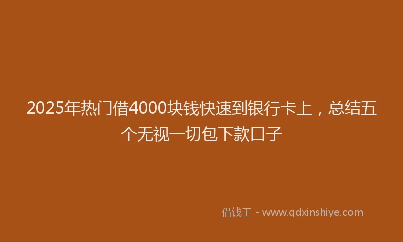 2025年热门借4000块钱快速到银行卡上，总结五个无视一切包下款口子