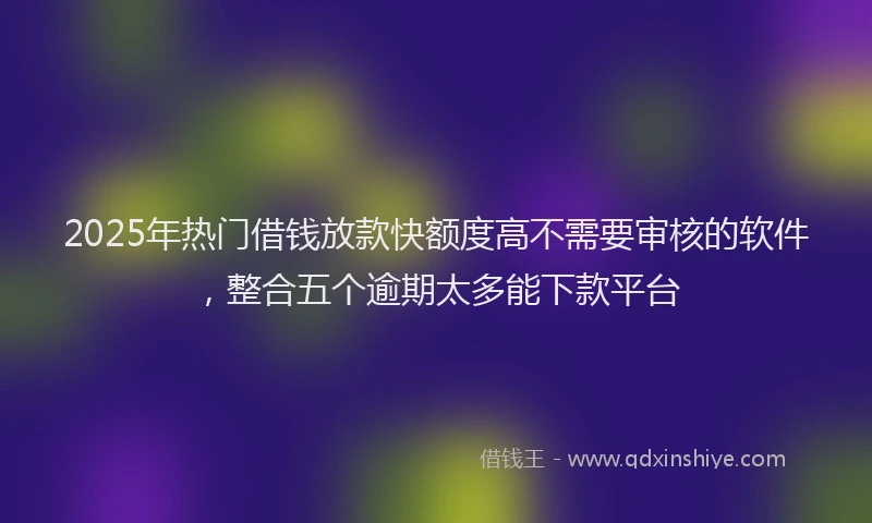 2025年热门借钱放款快额度高不需要审核的软件，整合五个逾期太多能下款平台