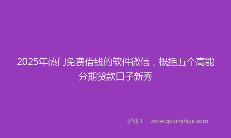 2025年热门免费借钱的软件微信，概括五个高能分期贷款口子新秀