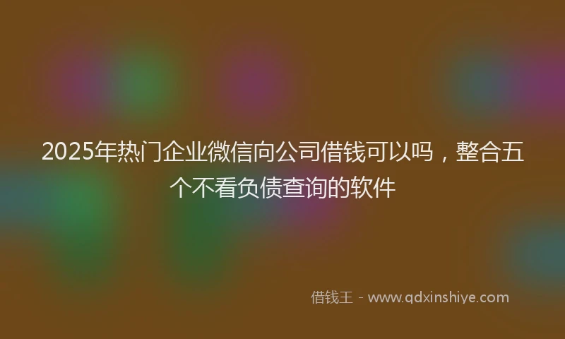2025年热门企业微信向公司借钱可以吗，整合五个不看负债查询的软件