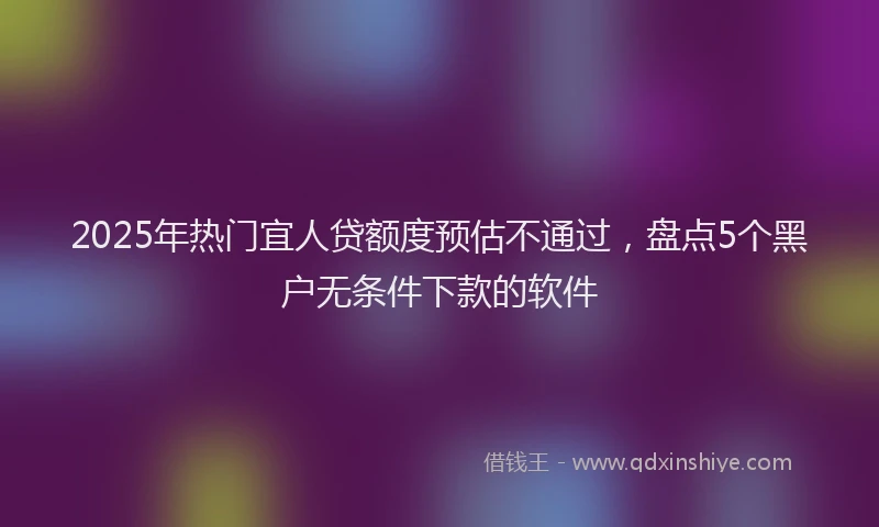 2025年热门宜人贷额度预估不通过，盘点5个黑户无条件下款的软件