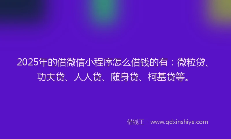 2025年的借微信小程序怎么借钱的有：微粒贷、功夫贷、人人贷、随身贷、柯基贷等。