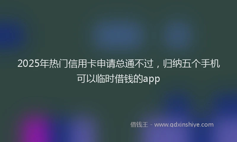 2025年热门信用卡申请总通不过，归纳五个手机可以临时借钱的app