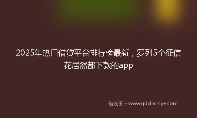 2025年热门借贷平台排行榜最新,罗列5个征信花居然都下款的app
