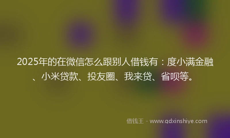 2025年的在微信怎么跟别人借钱有：度小满金融、小米贷款、投友圈、我来贷、省呗等。