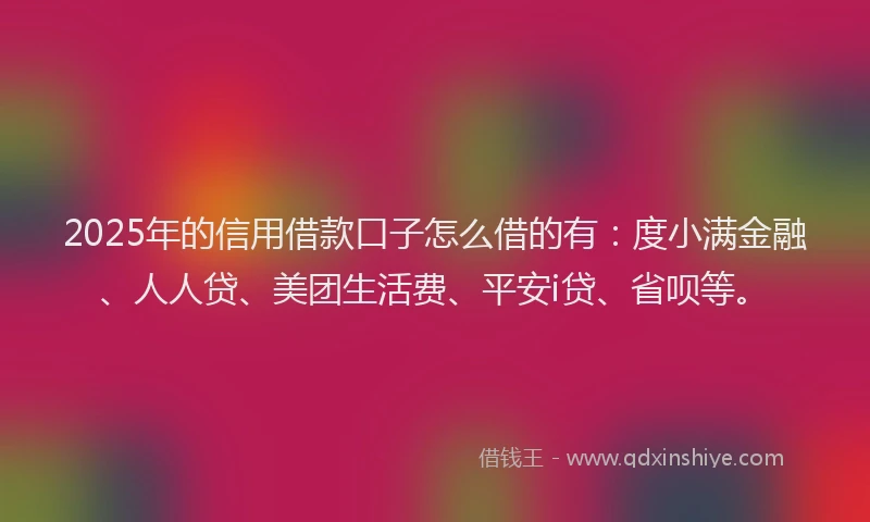 2025年的信用借款口子怎么借的有：度小满金融、人人贷、美团生活费、平安i贷、省呗等。