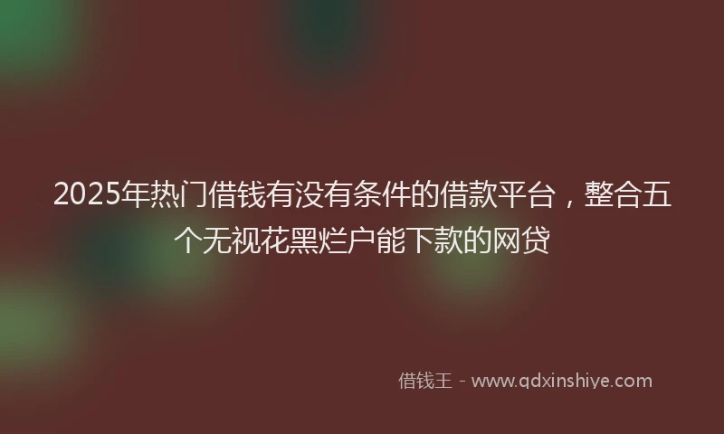 2025年热门借钱有没有条件的借款平台，整合五个无视花黑烂户能下款的网贷