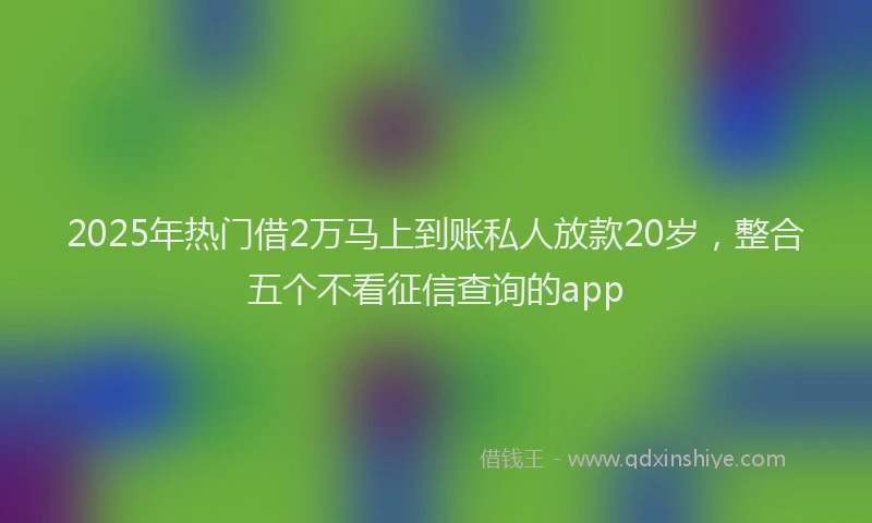 2025年热门借2万马上到账私人放款20岁，整合五个不看征信查询的app