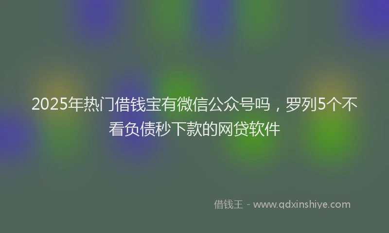 2025年热门借钱宝有微信公众号吗，罗列5个不看负债秒下款的网贷软件