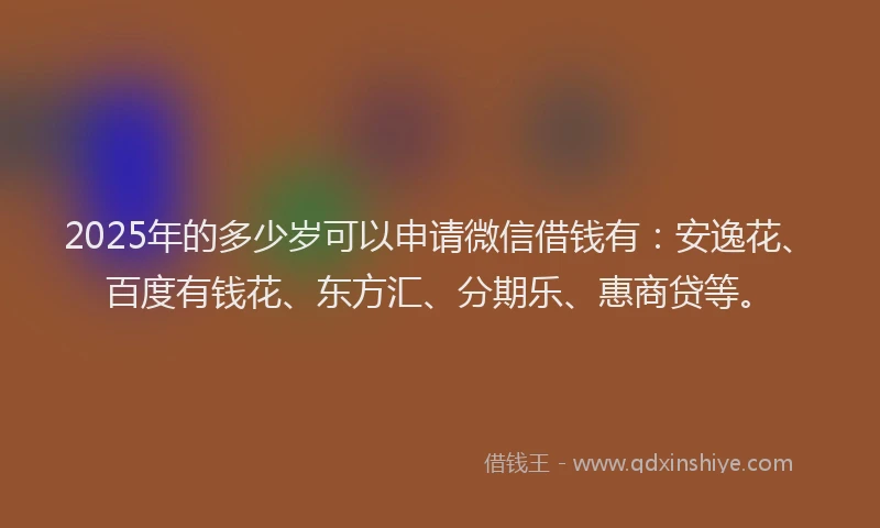 2025年的多少岁可以申请微信借钱有：安逸花、百度有钱花、东方汇、分期乐、惠商贷等。