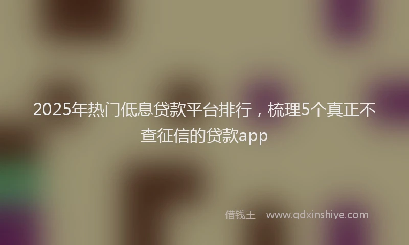 2025年热门低息贷款平台排行，梳理5个真正不查征信的贷款app