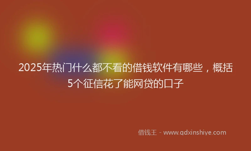 2025年热门什么都不看的借钱软件有哪些，概括5个征信花了能网贷的口子
