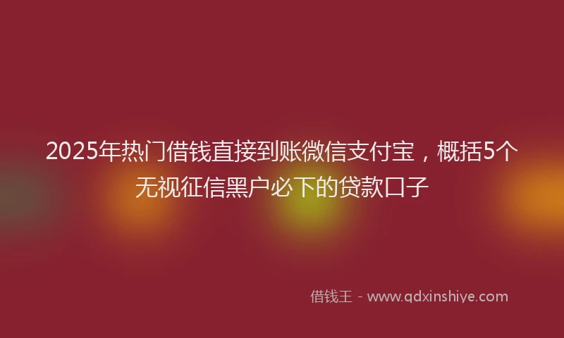 2025年热门借钱直接到账微信支付宝，概括5个无视征信黑户必下的贷款口子
