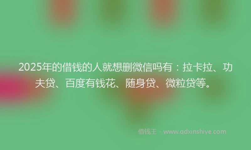 2025年的借钱的人就想删微信吗有：拉卡拉、功夫贷、百度有钱花、随身贷、微粒贷等。