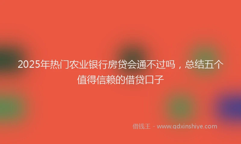 2025年热门农业银行房贷会通不过吗，总结五个值得信赖的借贷口子