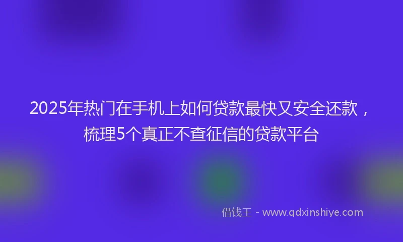 2025年热门在手机上如何贷款最快又安全还款，梳理5个真正不查征信的贷款平台