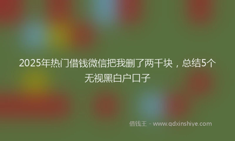 2025年热门借钱微信把我删了两千块，总结5个无视黑白户口子