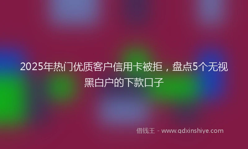 2025年热门优质客户信用卡被拒，盘点5个无视黑白户的下款口子
