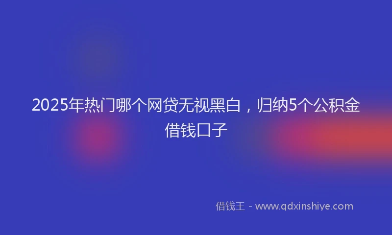 2025年热门哪个网贷无视黑白，归纳5个公积金借钱口子
