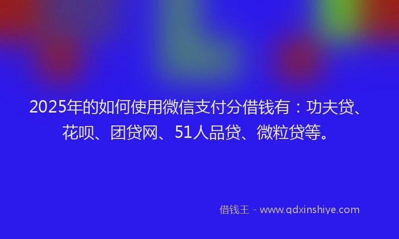 2025年的如何使用微信支付分借钱有：功夫贷、花呗、团贷网、51人品贷、微粒贷等。
