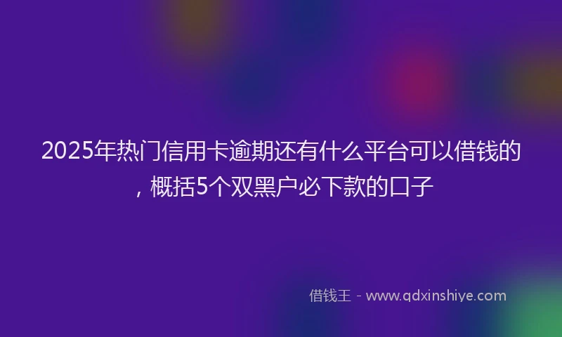 2025年热门信用卡逾期还有什么平台可以借钱的，概括5个双黑户必下款的口子