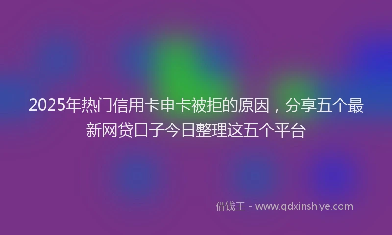 2025年热门信用卡申卡被拒的原因，分享五个最新网贷口子今日整理这五个平台