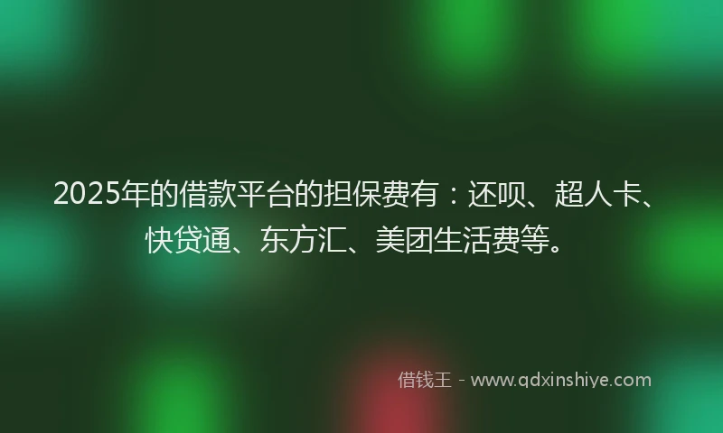 2025年的借款平台的担保费有：还呗、超人卡、快贷通、东方汇、美团生活费等。