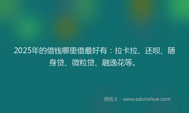 2025年的借钱哪里借最好有：拉卡拉、还呗、随身贷、微粒贷、融逸花等。