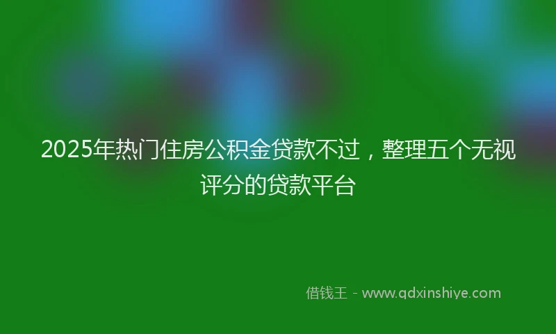 2025年热门住房公积金贷款不过，整理五个无视评分的贷款平台