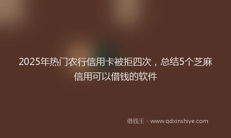 2025年热门农行信用卡被拒四次，总结5个芝麻信用可以借钱的软件