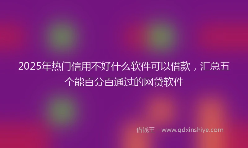 2025年热门信用不好什么软件可以借款，汇总五个能百分百通过的网贷软件