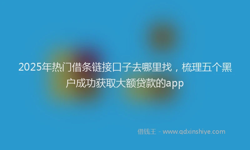 2025年热门借条链接口子去哪里找，梳理五个黑户成功获取大额贷款的app