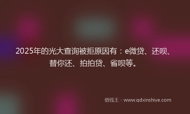 2025年的光大查询被拒原因有：e微贷、还呗、替你还、拍拍贷、省呗等。