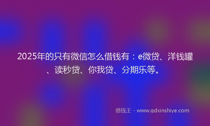 2025年的只有微信怎么借钱有：e微贷、洋钱罐、读秒贷、你我贷、分期乐等。