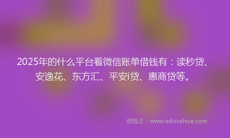 2025年的什么平台看微信账单借钱有：读秒贷、安逸花、东方汇、平安i贷、惠商贷等。