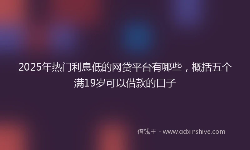 2025年热门利息低的网贷平台有哪些，概括五个满19岁可以借款的口子