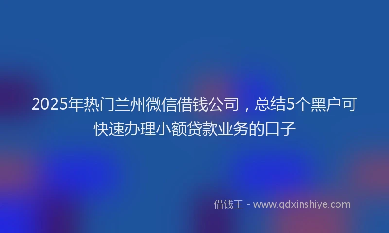 2025年热门兰州微信借钱公司，总结5个黑户可快速办理小额贷款业务的口子