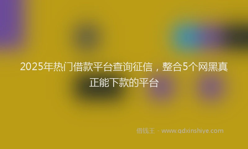 2025年热门借款平台查询征信，整合5个网黑真正能下款的平台