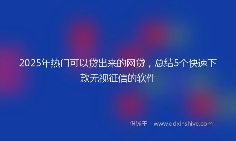 2025年热门可以贷出来的网贷，总结5个快速下款无视征信的软件