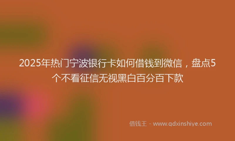 2025年热门宁波银行卡如何借钱到微信，盘点5个不看征信无视黑白百分百下款