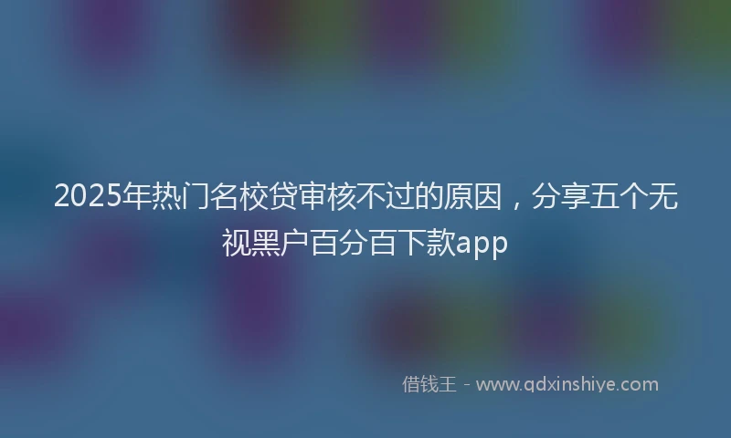 2025年热门名校贷审核不过的原因，分享五个无视黑户百分百下款app