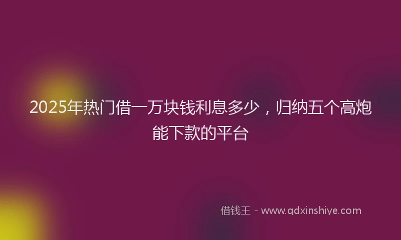 2025年热门借一万块钱利息多少，归纳五个高炮能下款的平台