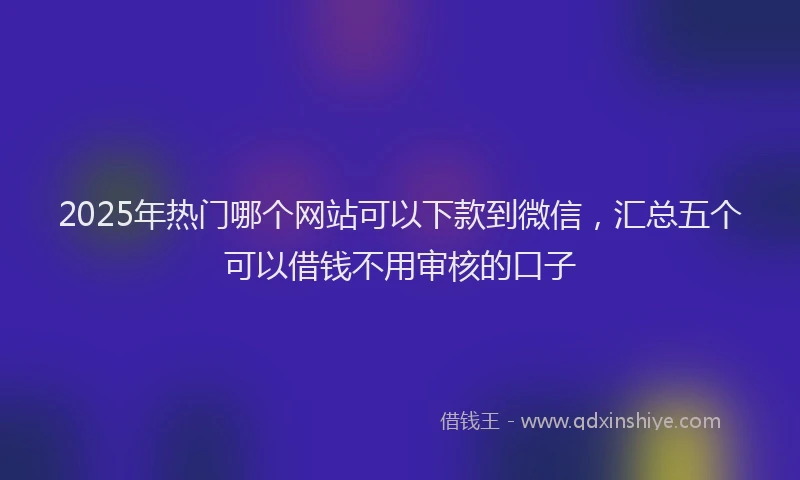 2025年热门哪个网站可以下款到微信，汇总五个可以借钱不用审核的口子