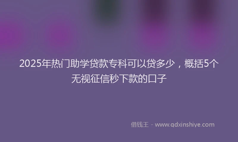 2025年热门助学贷款专科可以贷多少，概括5个无视征信秒下款的口子