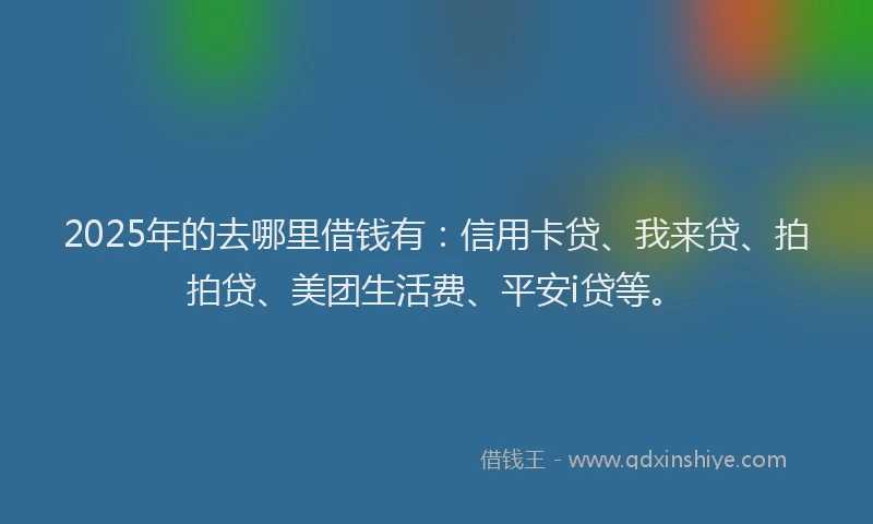2025年的去哪里借钱有：信用卡贷、我来贷、拍拍贷、美团生活费、平安i贷等。